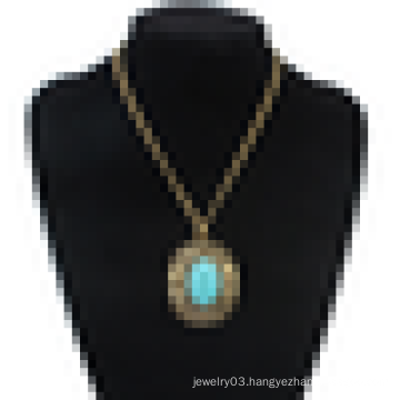 Fashion turquoise ethnic Turkey vintage gold chain gemstone pendant necklace